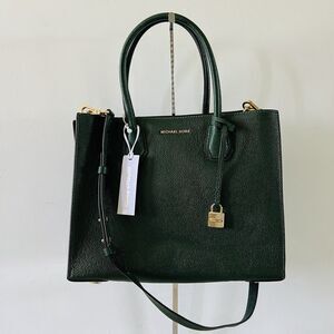 MICHAEL KORS STUDIO Mercer Moss Green Leather Large Convertible Tote Bag